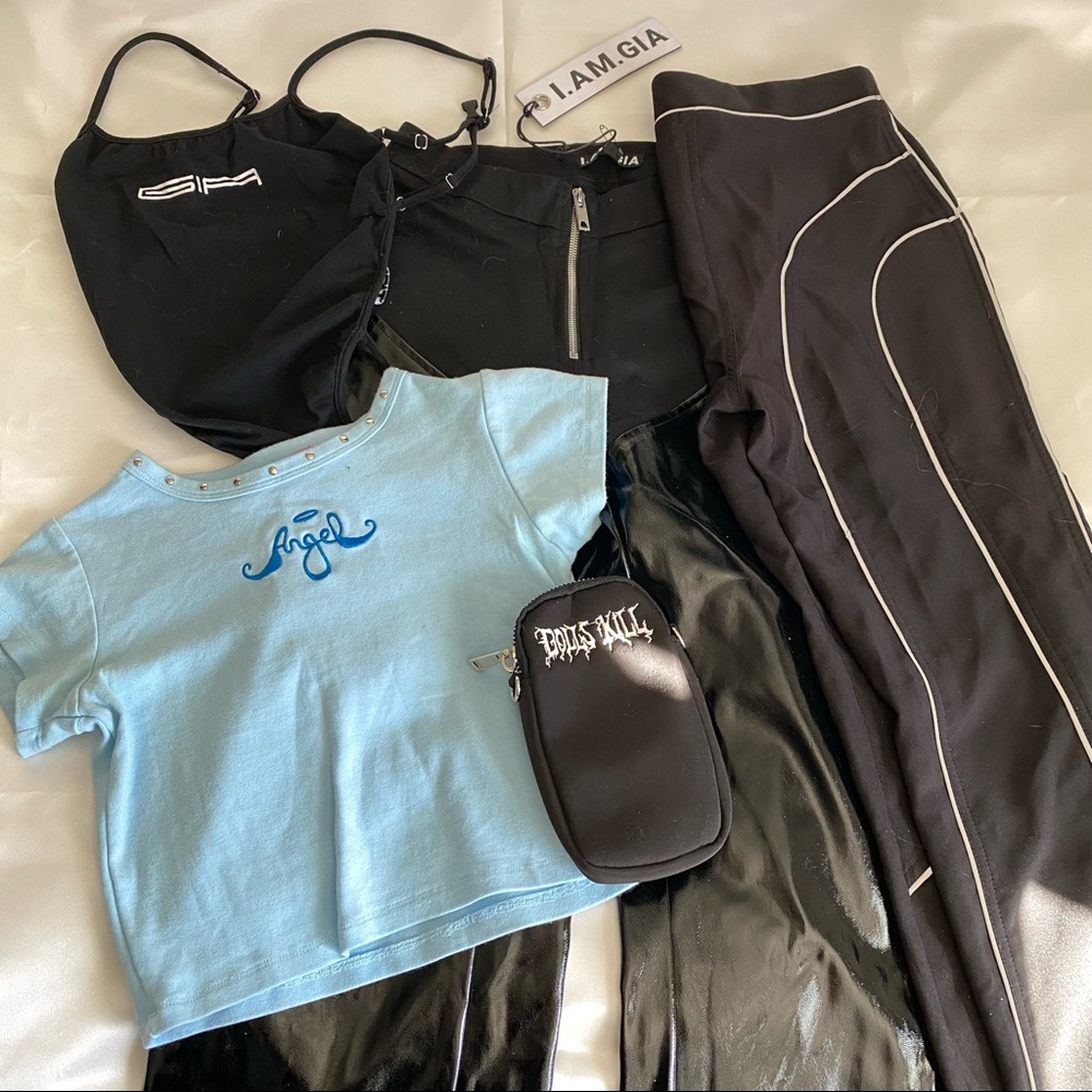 Dolls Kill and I Am Gia outfit lot! Black blue silver brats top all size xs
